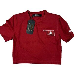 Pro Standard Womens Medium Red Short Sleeve Oklahoma Sooners Cropped T-Shirt NWT